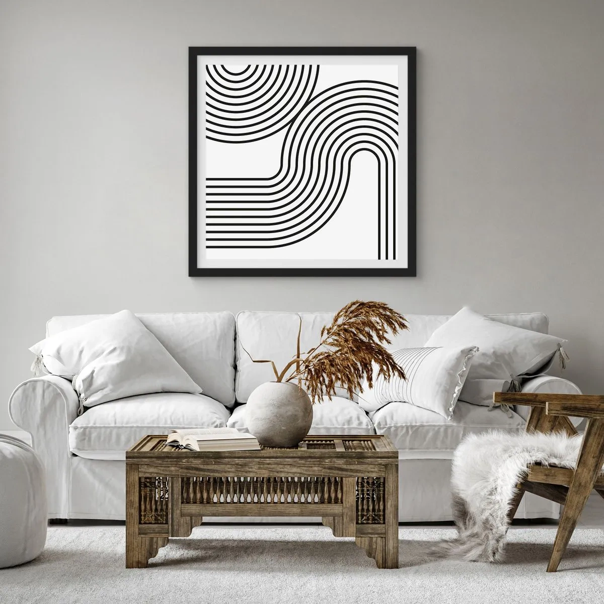 Poster in einem schwarzem Rahmen - An der Kurve - 30x30 cm