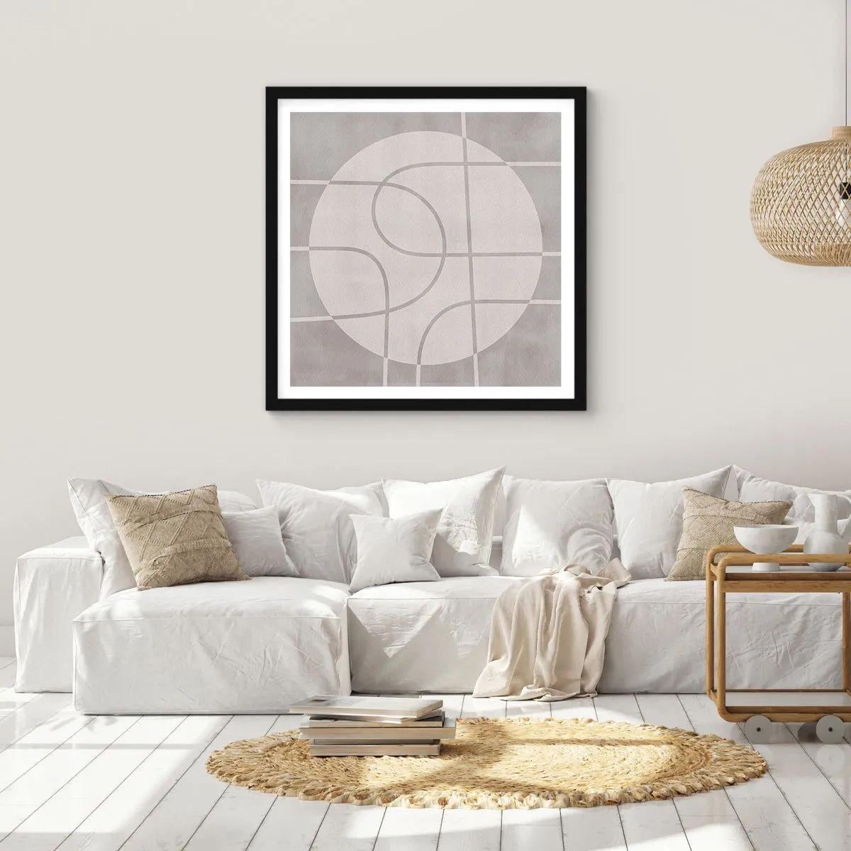 Poster in einem schwarzem Rahmen - Kreisförmig und geradeaus - 30x30 cm