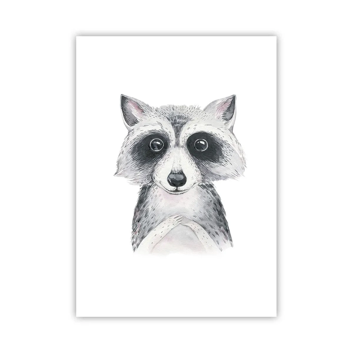 Poster - Ein süßer Waschbär auf weißem Hintergrund - 50x70cm - Ein Moment zum Bewegen - Moderne Wanddekoration für Wohnzimmer und Schlafzimmer ARTTOR