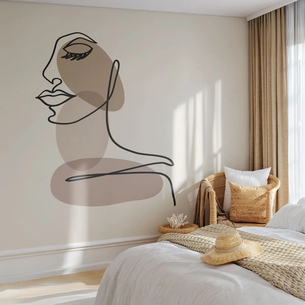 Fototapete Standard Eco - Sich selbst zugehört - Abstraktion, Das Gesicht einer Frau, Grafik - 250x175 cm