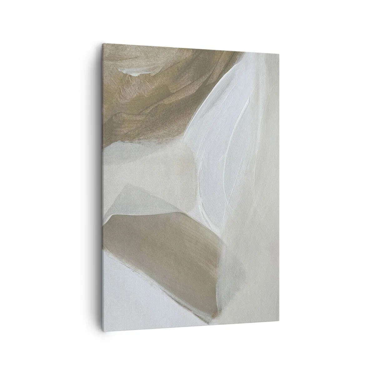 Bild auf Leinwand - Leinwandbild - Zarte Abstraktion in Beige- und Weißtönen - 70x100cm - Welle aus Weiß - Moderne Wanddekoration für Wohnzimmer und Schlafzimmer ARTTOR