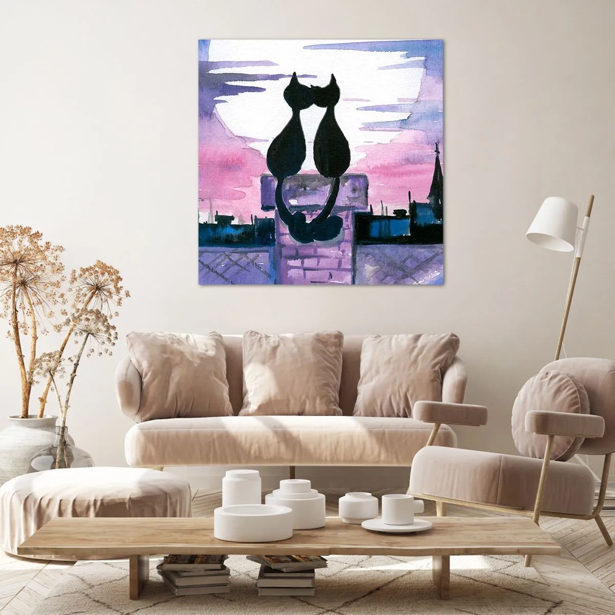 Bild auf Leinwand - Leinwandbild - Rendez-vous unter dem Mond - 50x50 cm