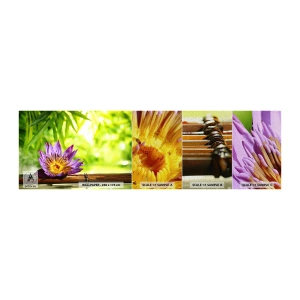 Fototapeten Muster Premium Sand - In der asiatischen Sonne - Blume, Lotus Blume, Bambus - 100x30 cm