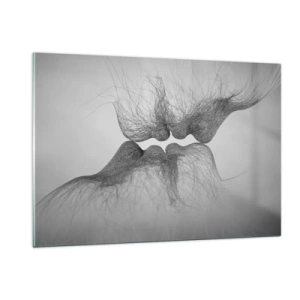 Glasbild - Bild auf glas - Abstrakter Kuss in Schwarz und Weiß - 120x80cm - Kuss des Windes - Moderne Wanddekoration für Wohnzimmer und Schlafzimmer ARTTOR