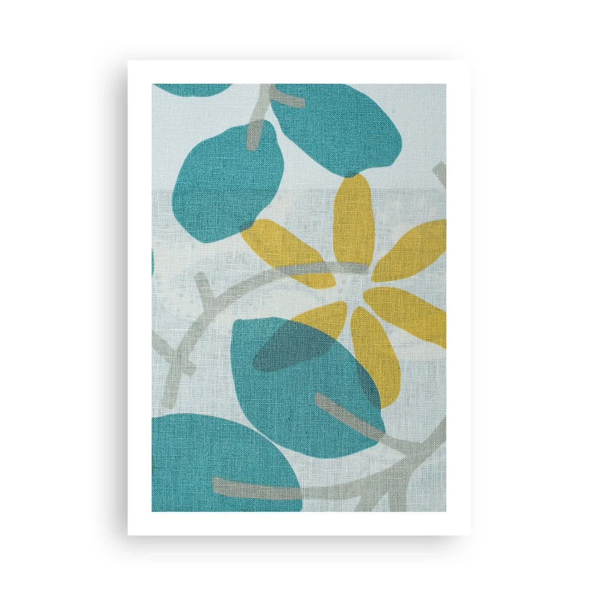 Poster - Moderne botanische Grafiken in Blau- und Gelbtönen - 50x70cm - Unter den azurblauen Blättern - Moderne Wanddekoration für Wohnzimmer und Schlafzimmer ARTTOR