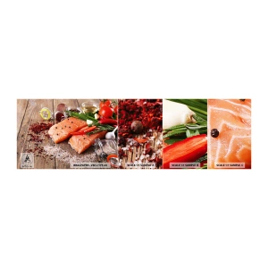 Fototapetenmuster Standard Eco - Norwegisches Abenteuer in der Küche - Gastronomie, Lachs, Gewürze - 100x30 cm
