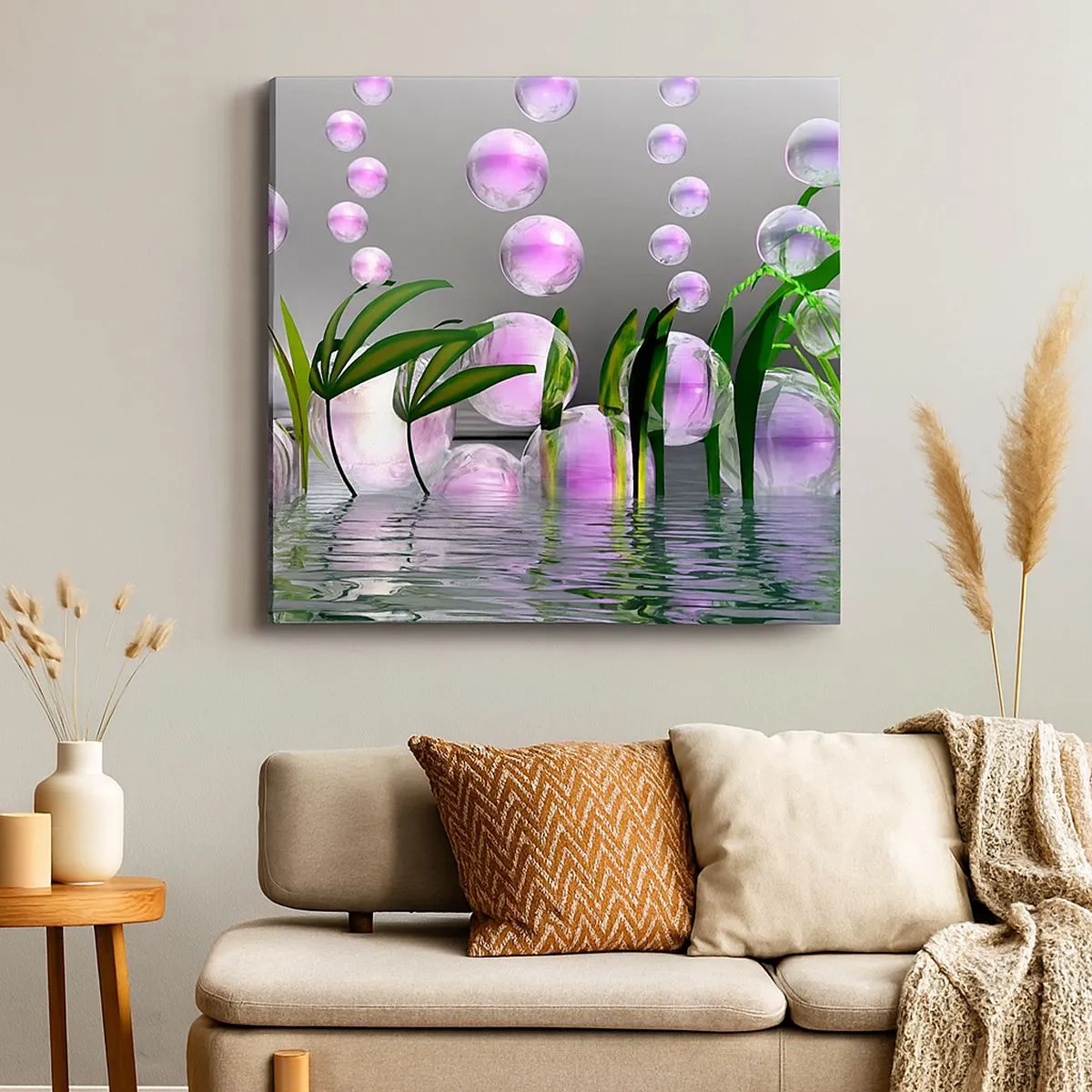 Bild auf Leinwand - Leinwandbild - Eine reflektierende Komposition aus Leichtigkeit und Leben - 30x30 cm