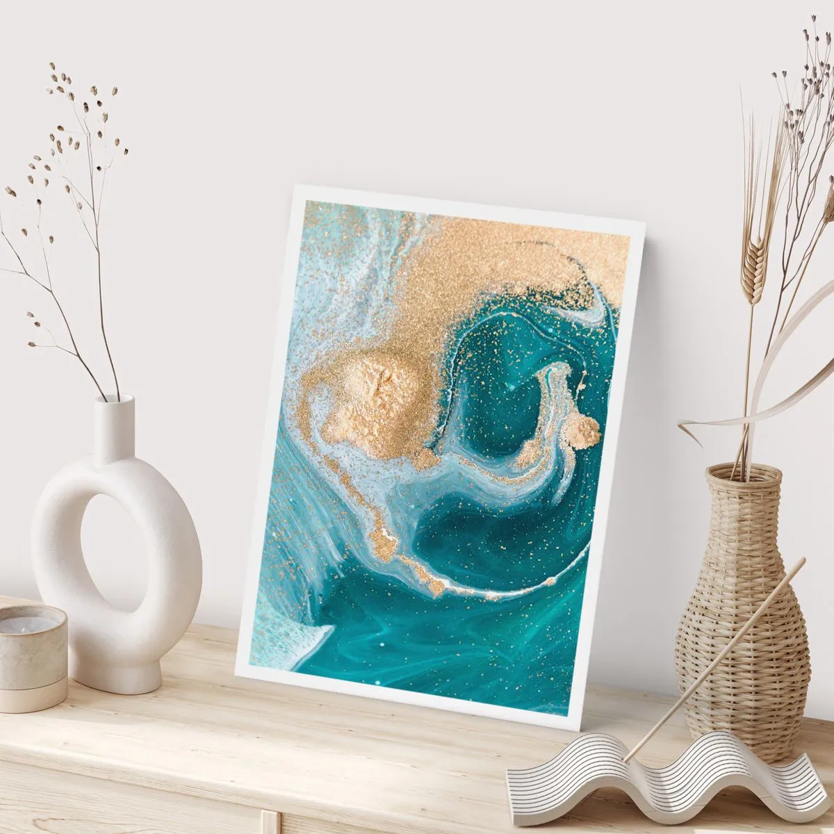 Poster - Ein Strudel aus Gold und Türkis - 30x40 cm