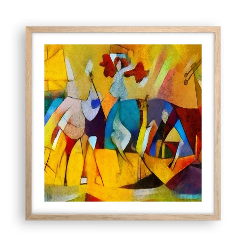 Poster in einem Rahmen aus heller Eiche - Sonne - Leben - Freude - 50x50 cm