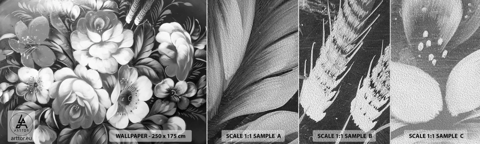 Fototapeten Muster Premium Sand - Schön auch in Grau - Abstraktion, Blumen, Stück - 100x30 cm