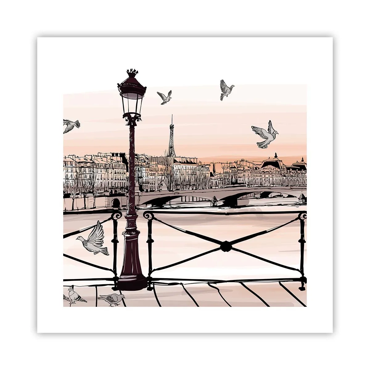 Poster - Über den Dächern von Paris - 40x40 cm