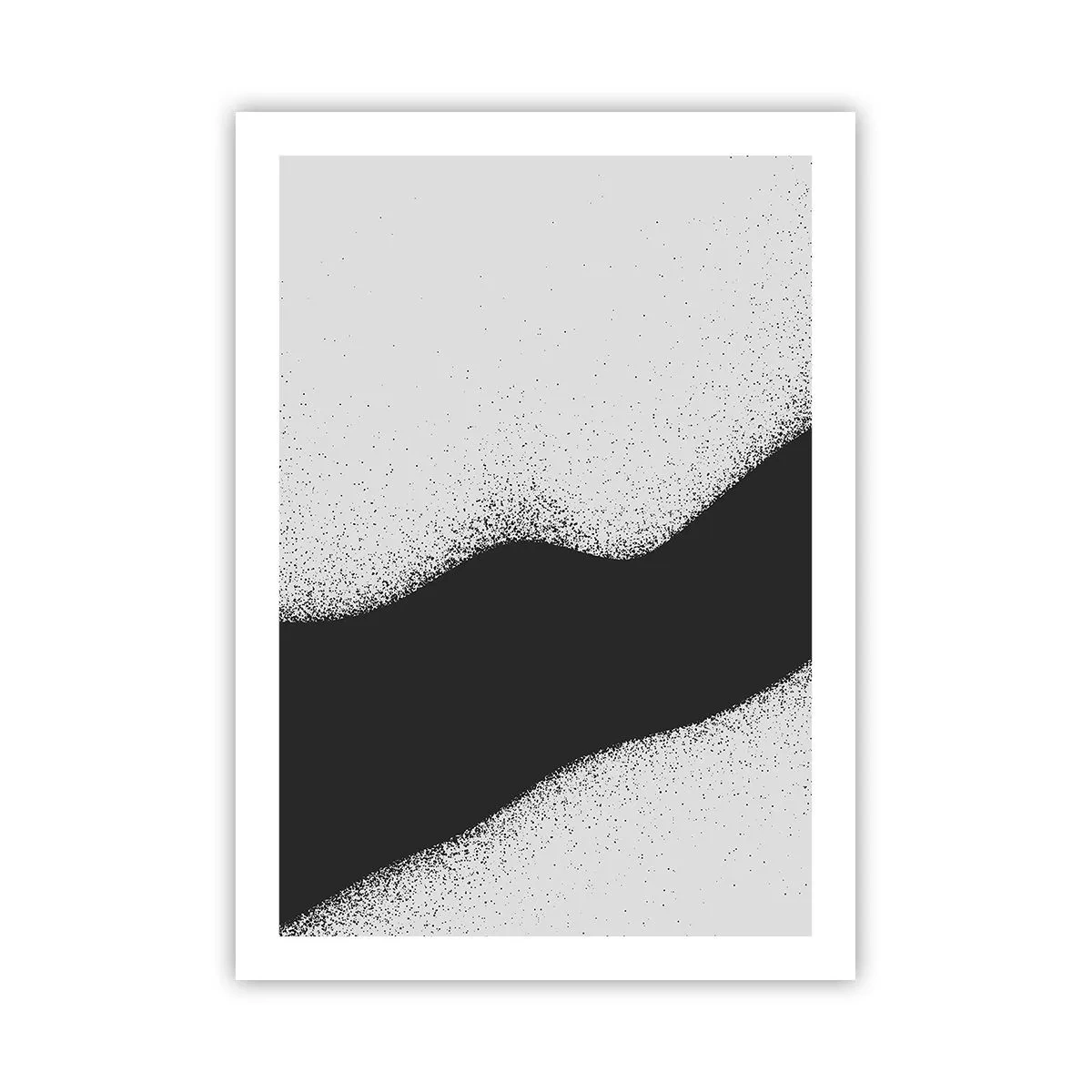 Poster - Minimalistische Wellenform in Schwarz und Grau mit körnigem Effekt - 50x70cm - Flüssiges Gleichgewicht - Moderne Wanddekoration für Wohnzimmer und Schlafzimmer ARTTOR