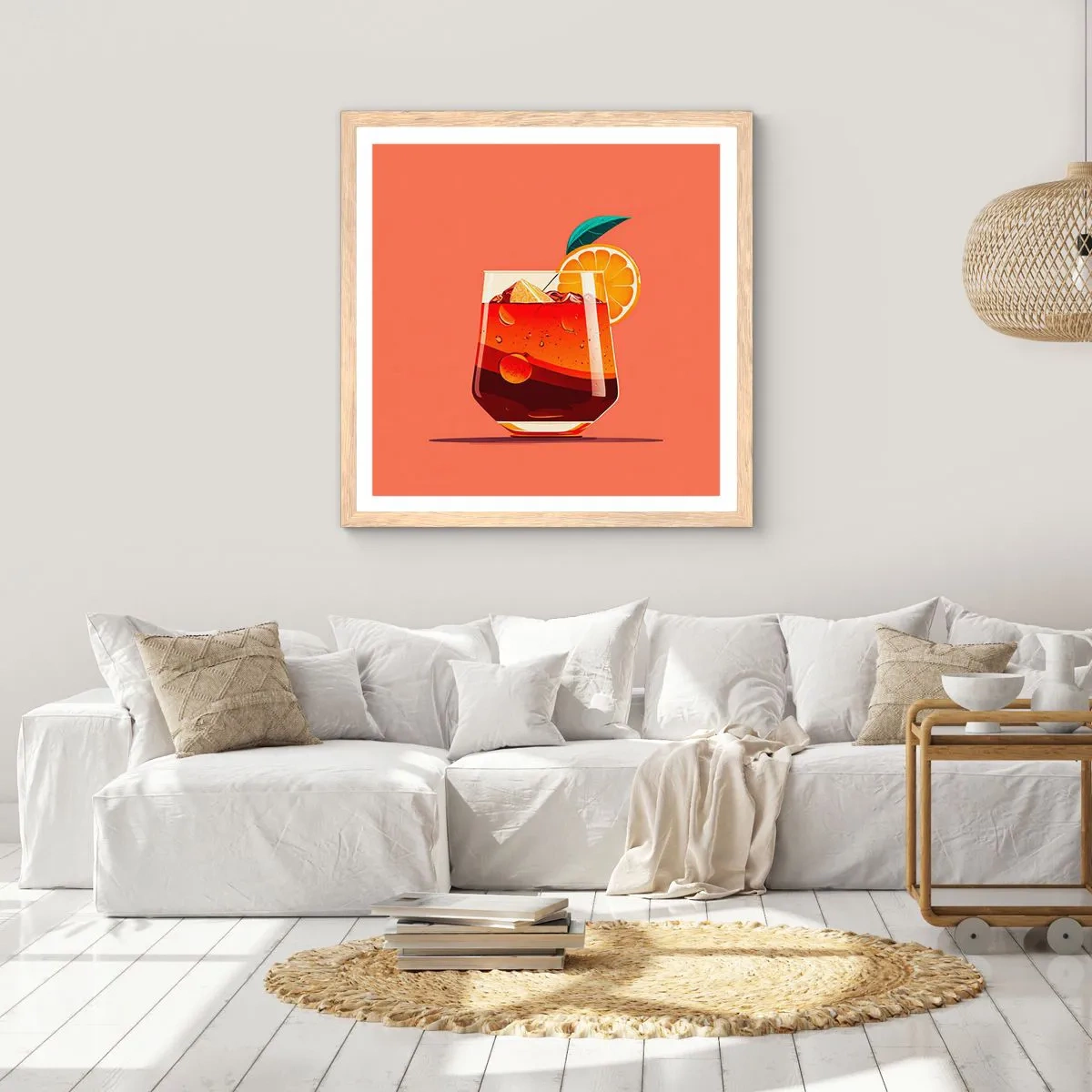 Poster in einem Rahmen aus heller Eiche - Sommerliche Erfrischung - 60x60 cm