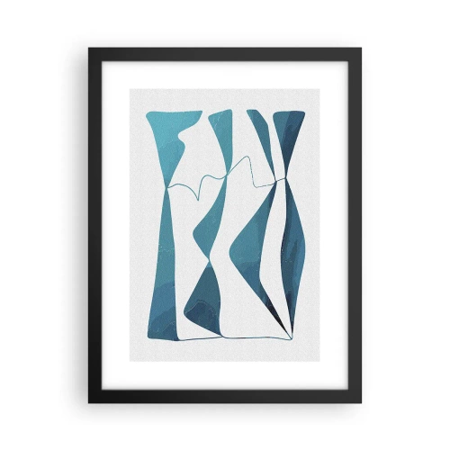 Poster in einem schwarzem Rahmen - Abstraktion: türkisfarbene Verbindung - 30x40 cm