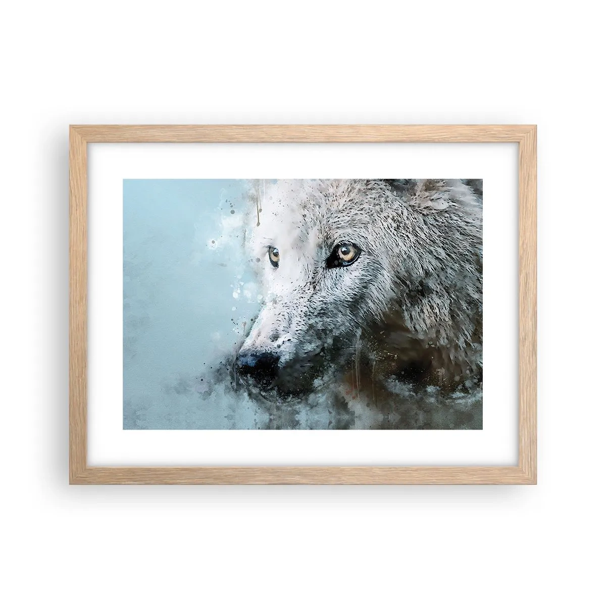 Poster in einem Rahmen aus heller Eiche - Lerne die Wolfsseele kennen - 40x30 cm