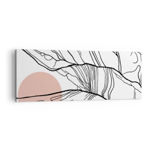Bild auf Leinwand - Leinwandbild - Minimalistische Linien mit geometrischem Akzent - 140x50cm - In einem Netz aus Zweigen - Moderne Wanddekoration für Wohnzimmer und Schlafzimmer ARTTOR