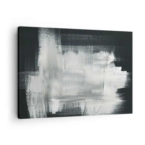 Bild auf Leinwand - Leinwandbild - Weiße abstrakte Striche auf dunklem Hintergrund - 70x50cm - Vertikal und horizontal gewebt - Moderne Wanddekoration für Wohnzimmer und Schlafzimmer ARTTOR