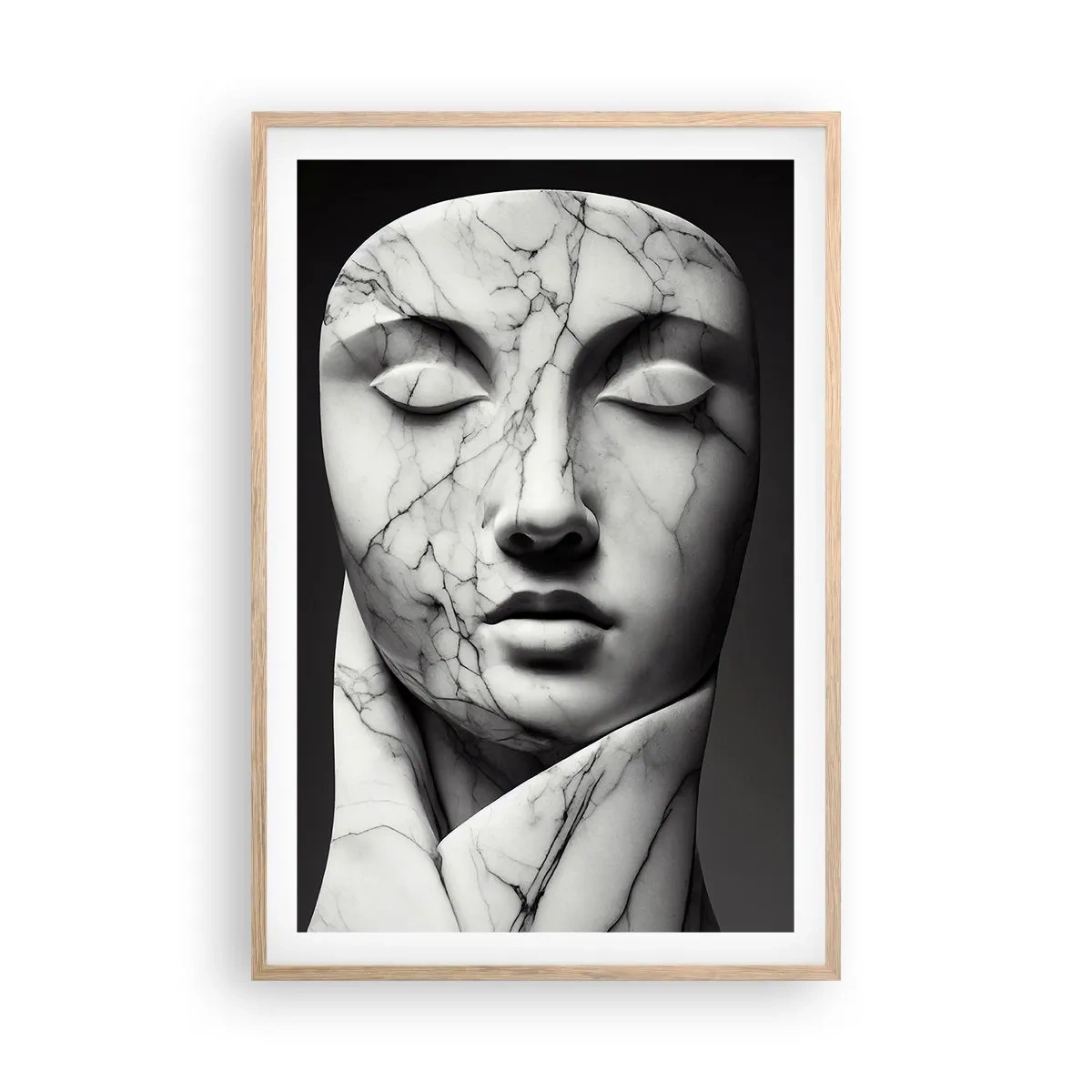 Poster in einem Rahmen aus heller Eiche - Marmorformen - 61x91 cm