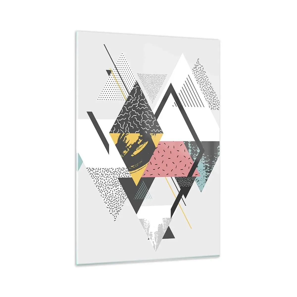 Glasbild - Bild auf glas - Geometrische Muster auf hellem Hintergrund - 80x120cm - Variation über Dreieck und Raute - Moderne Wanddekoration für Wohnzimmer und Schlafzimmer ARTTOR
