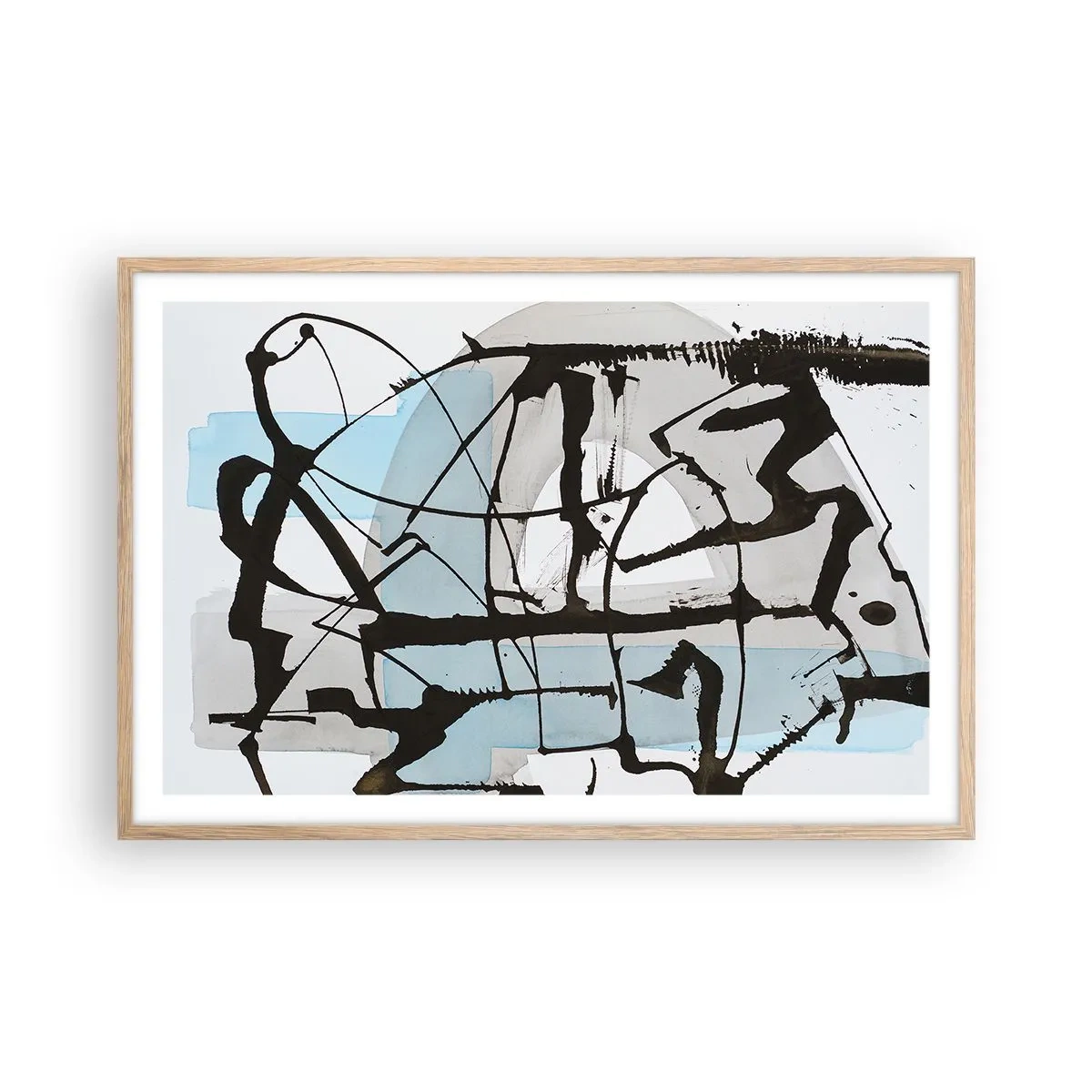 Poster in einem Rahmen aus heller Eiche - Trotzdem blau - 91x61 cm