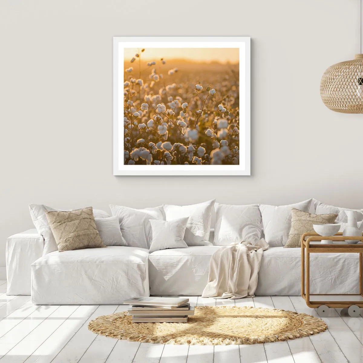 Poster in einem weißen Rahmen - Fluffiges Feld - 30x30 cm