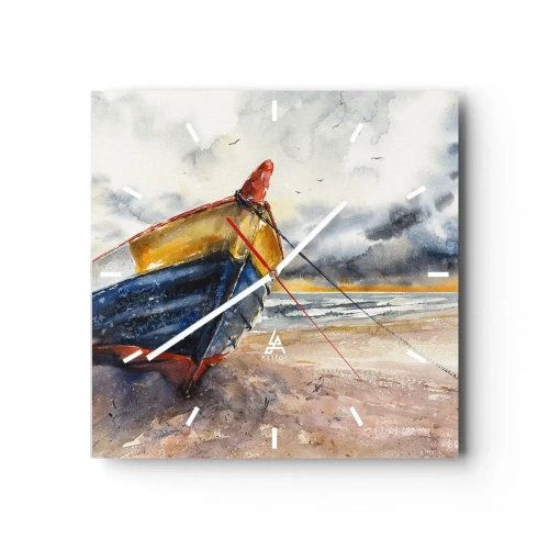 Wanduhr - Glasuhr - Erholung am Ufer - 40x40 cm