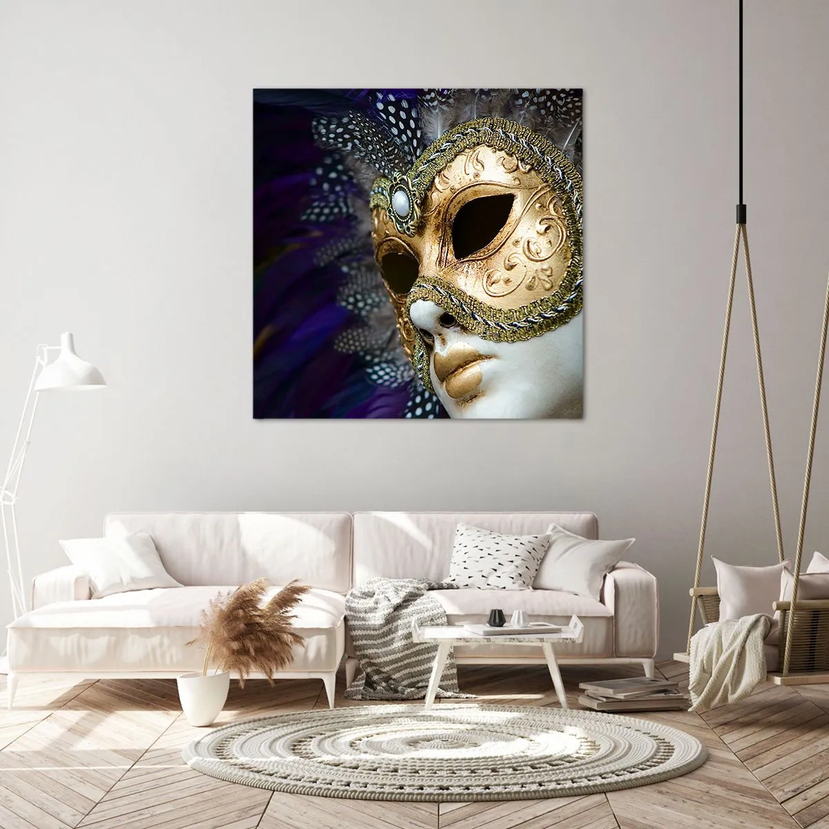 Bild auf Leinwand - Leinwandbild - Venezianisches Porträt in Gold - 70x70 cm