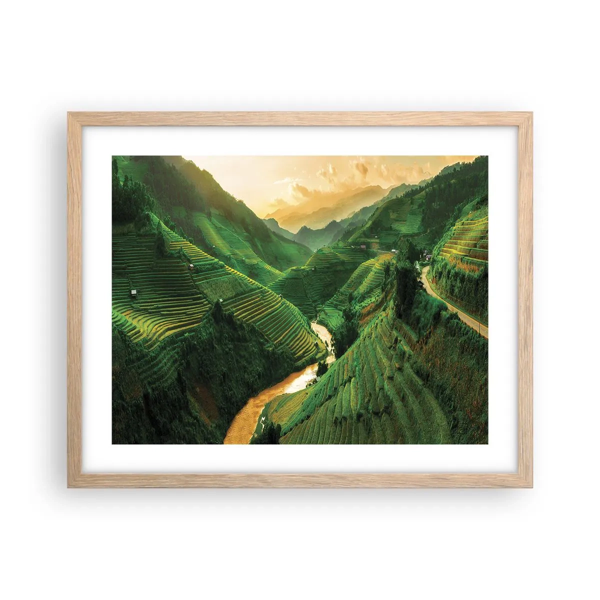 Poster in einem Rahmen aus heller Eiche - Vietnamesisches Tal - 50x40 cm