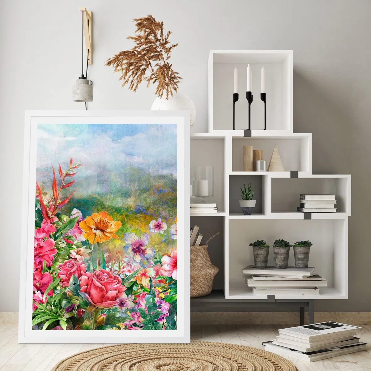 Poster in einem weißen Rahmen - Ein Garten, der verrückt geworden ist - 40x50 cm