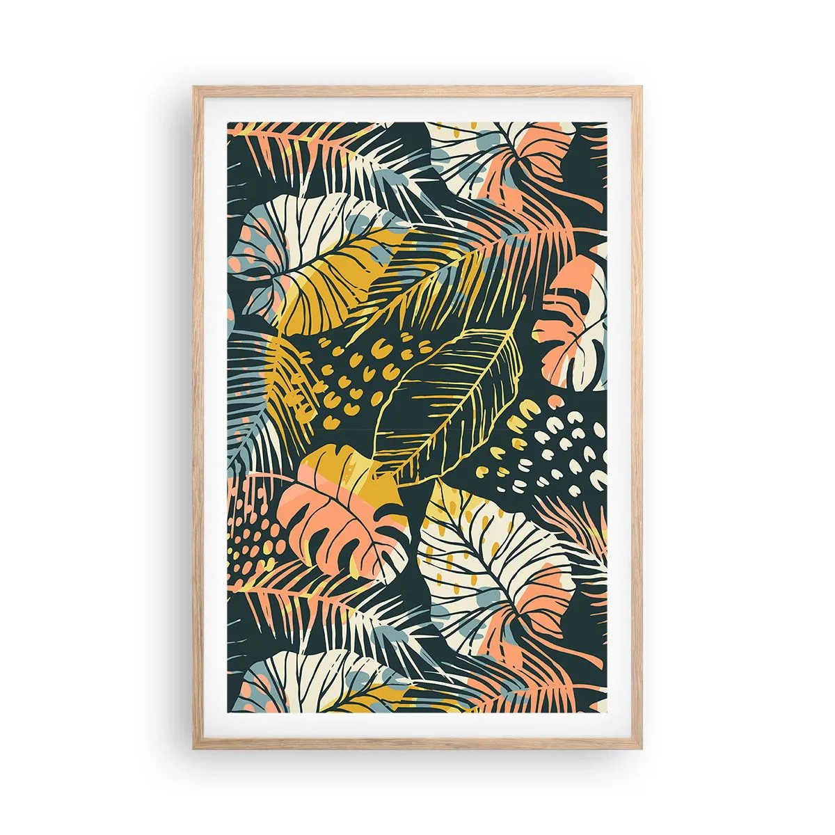 Poster in einem Rahmen aus heller Eiche - Grüne Fantasie - 61x91 cm