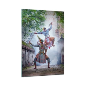 Glasbild - Bild auf glas - Traditioneller Tanz in historischer Umgebung mit lebendigen Farben - 50x70cm - Der Tanz ist umwerfend schön - Moderne Wanddekoration für Wohnzimmer und Schlafzimmer ARTTOR