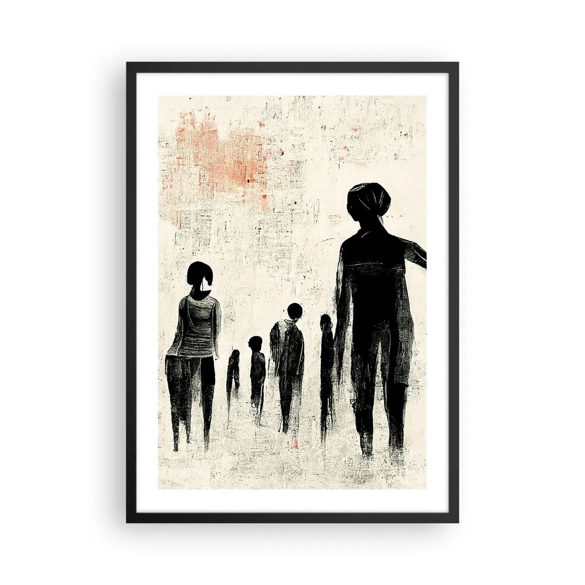 Poster in einem schwarzem Rahmen - Abstrakte Darstellung einer Figur in monochromen Farben - 50x70cm - Gegen die Einsamkeit - Moderne Wanddekoration für Wohnzimmer und Schlafzimmer ARTTOR