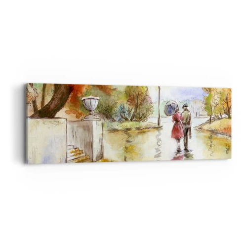 Bild auf Leinwand - Leinwandbild - Romantischer Herbst im Park - 90x30 cm