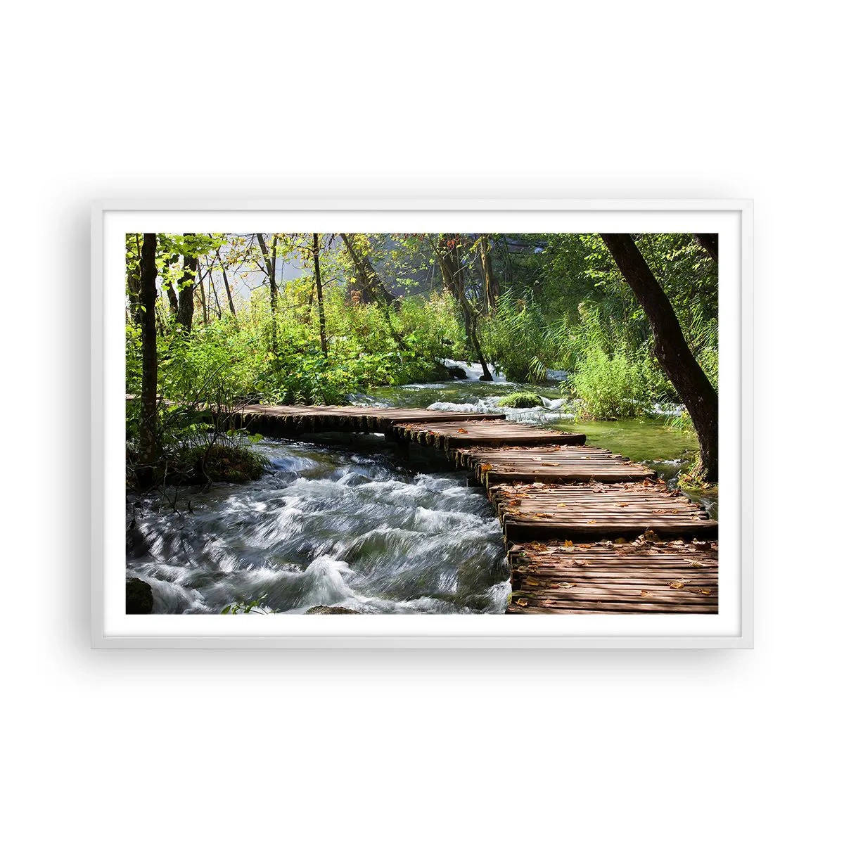 Poster in einem weißen Rahmen - Über der schaumigen Kaskade - 91x61 cm