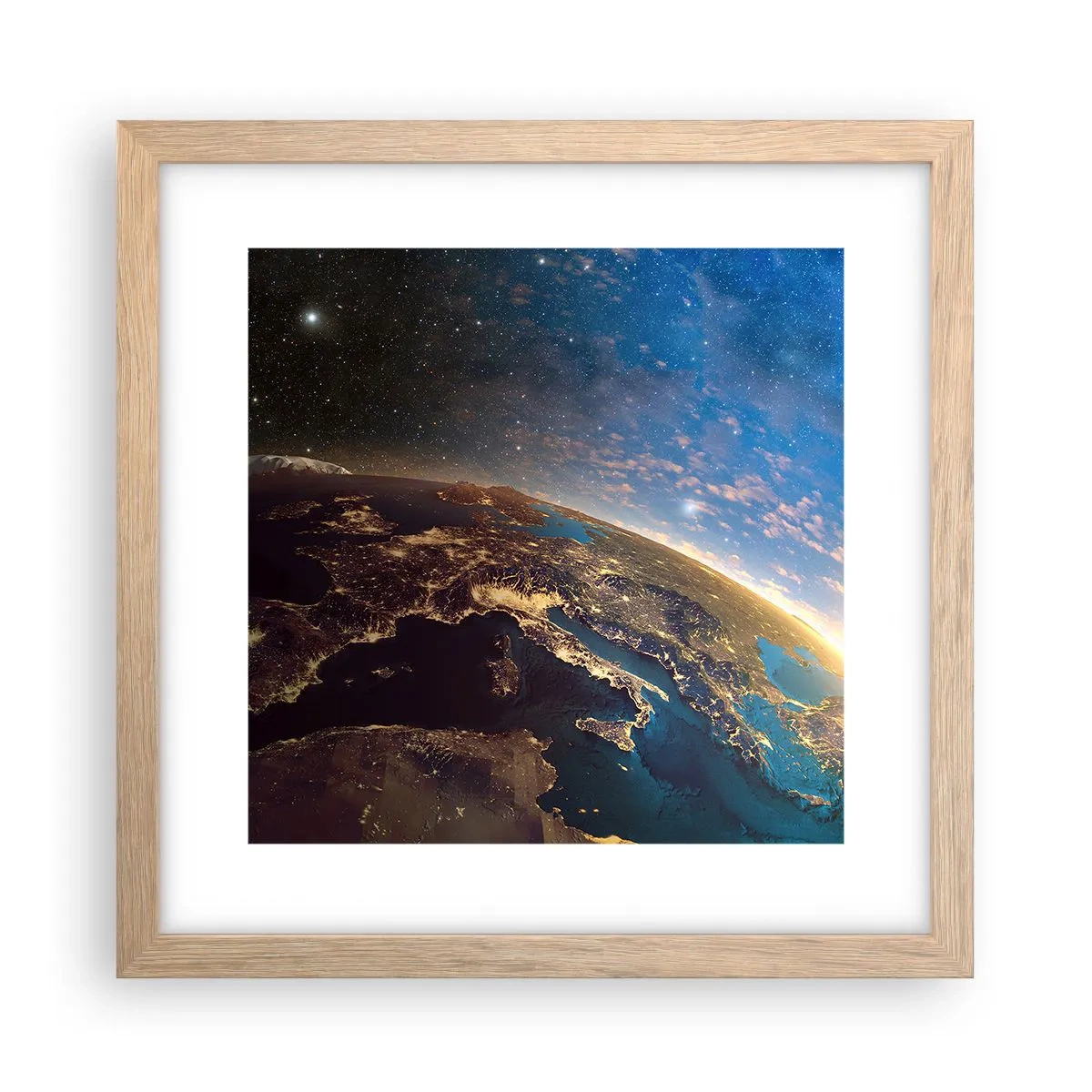 Poster in einem Rahmen aus heller Eiche - Schauen wir uns aus der Ferne an - 30x30 cm