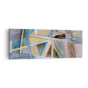 Bild auf Leinwand - Leinwandbild - Geometrische Komposition mit hellen und blauen Linien - 140x50cm - Gerade oder diagonal? - Moderne Wanddekoration für Wohnzimmer und Schlafzimmer ARTTOR