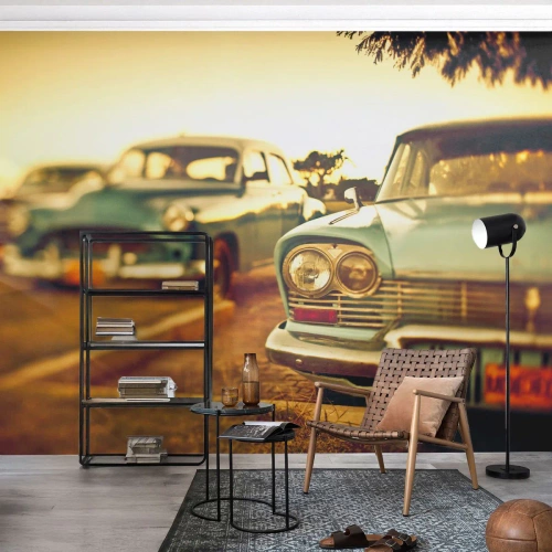 Selbstklebende Fototapete Deluxe Sticker - Wir werden abwarten und sehen - Auto, Kuba, Automobil - 100x70 cm