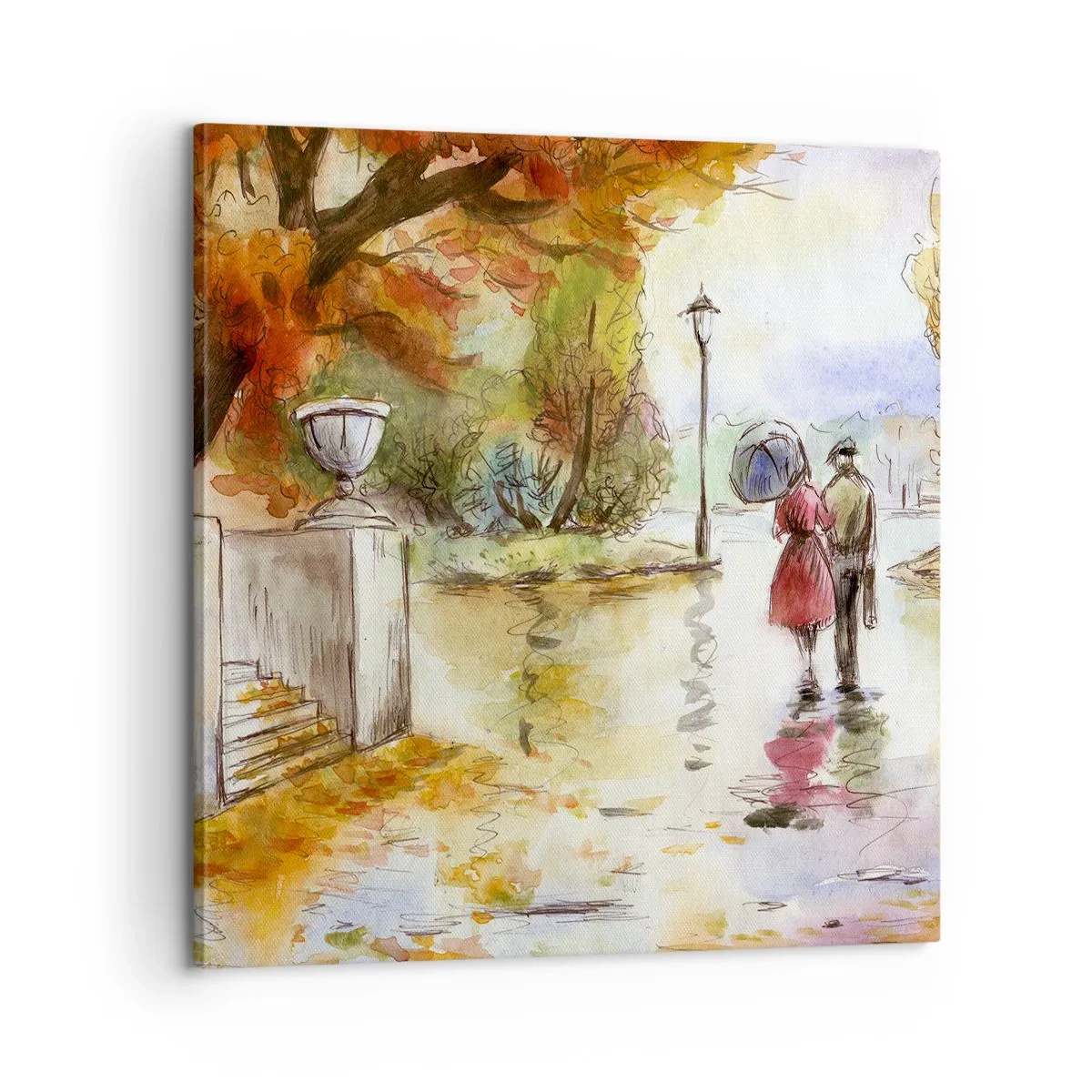 Bild auf Leinwand - Leinwandbild - Romantischer Herbst im Park - 60x60 cm