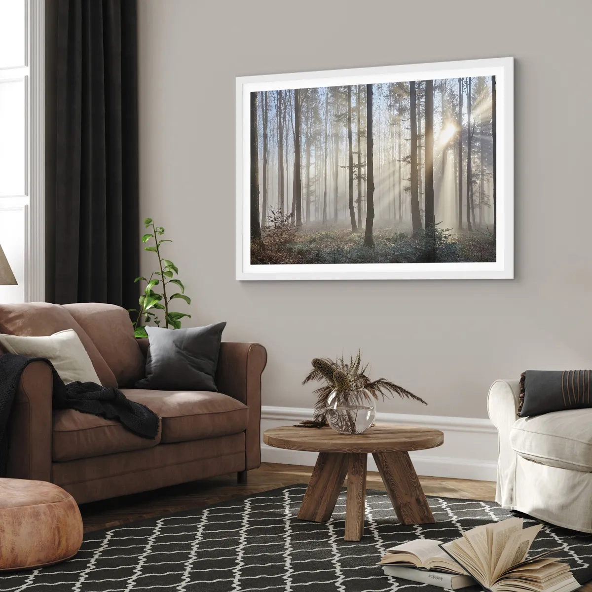 Poster in einem weißen Rahmen - Der Nebel ist auch aufgewacht - 100x70 cm