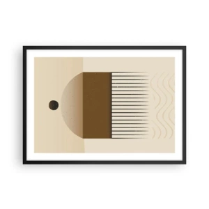 Poster in einem schwarzem Rahmen - Abstrakte geometrische Komposition in Beige- und Brauntönen - 70x50cm - Verschiedene Staaten - Moderne Wanddekoration für Wohnzimmer und Schlafzimmer ARTTOR