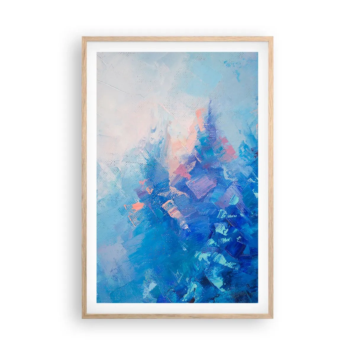 Poster in einem Rahmen aus heller Eiche - Winter-Abstraktion - 61x91 cm