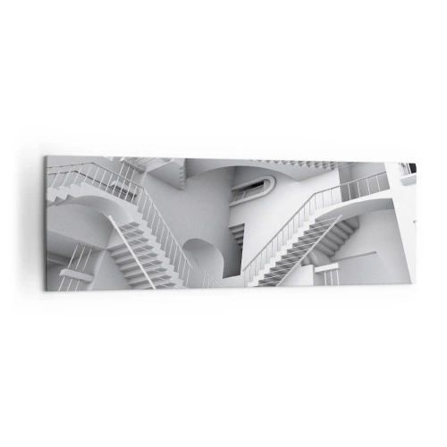 Bild auf Leinwand - Leinwandbild - Eine abstrakte Komposition aus Treppen in einer surrealistischen Raumanordnung - 160x50cm - Die Paradoxien des Weltraums - Moderne Wanddekoration für Wohnzimmer und Schlafzimmer ARTTOR
