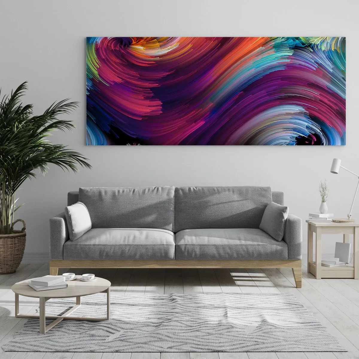 Glasbild - Bild auf glas - Abstrakte Wirbel in leuchtenden Farben - 120x50cm - Der Beginn einer neuen Welt - Moderne Wanddekoration für Wohnzimmer und Schlafzimmer ARTTOR