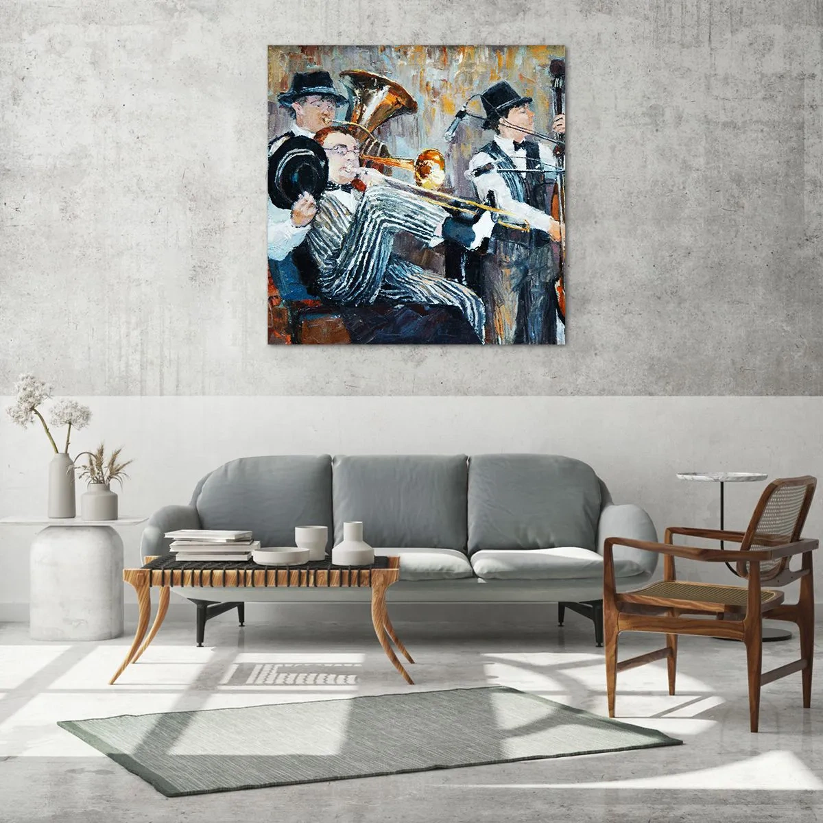 Glasbild - Bild auf glas - Der ganze Jazz - 70x70 cm