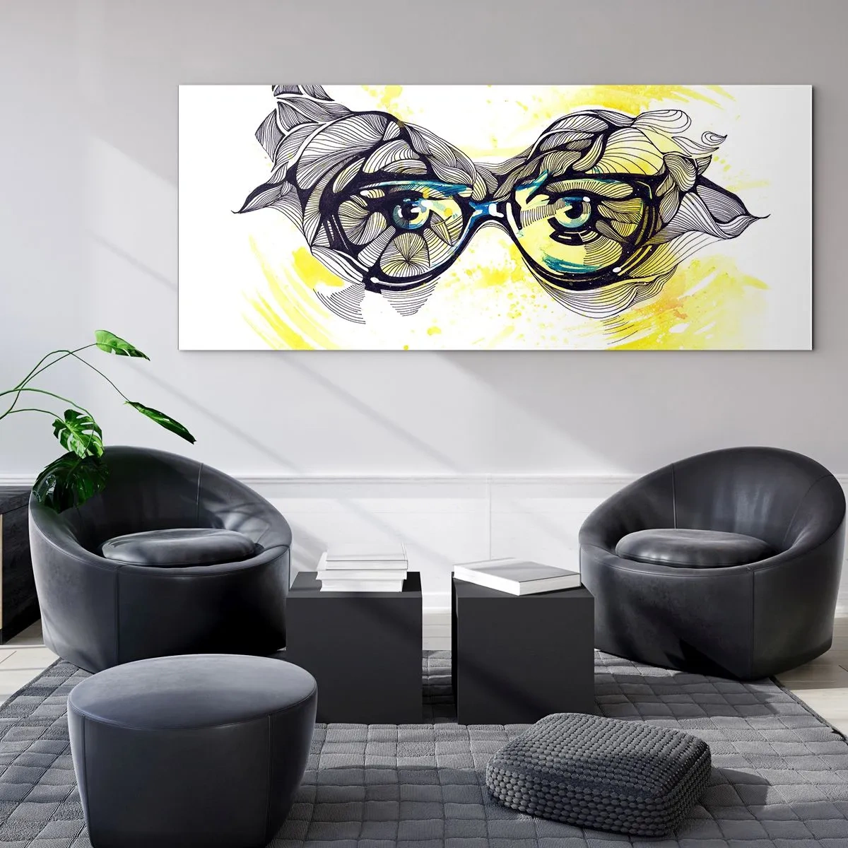 Glasbild - Bild auf glas - Durch blaue Brille - 90x30 cm