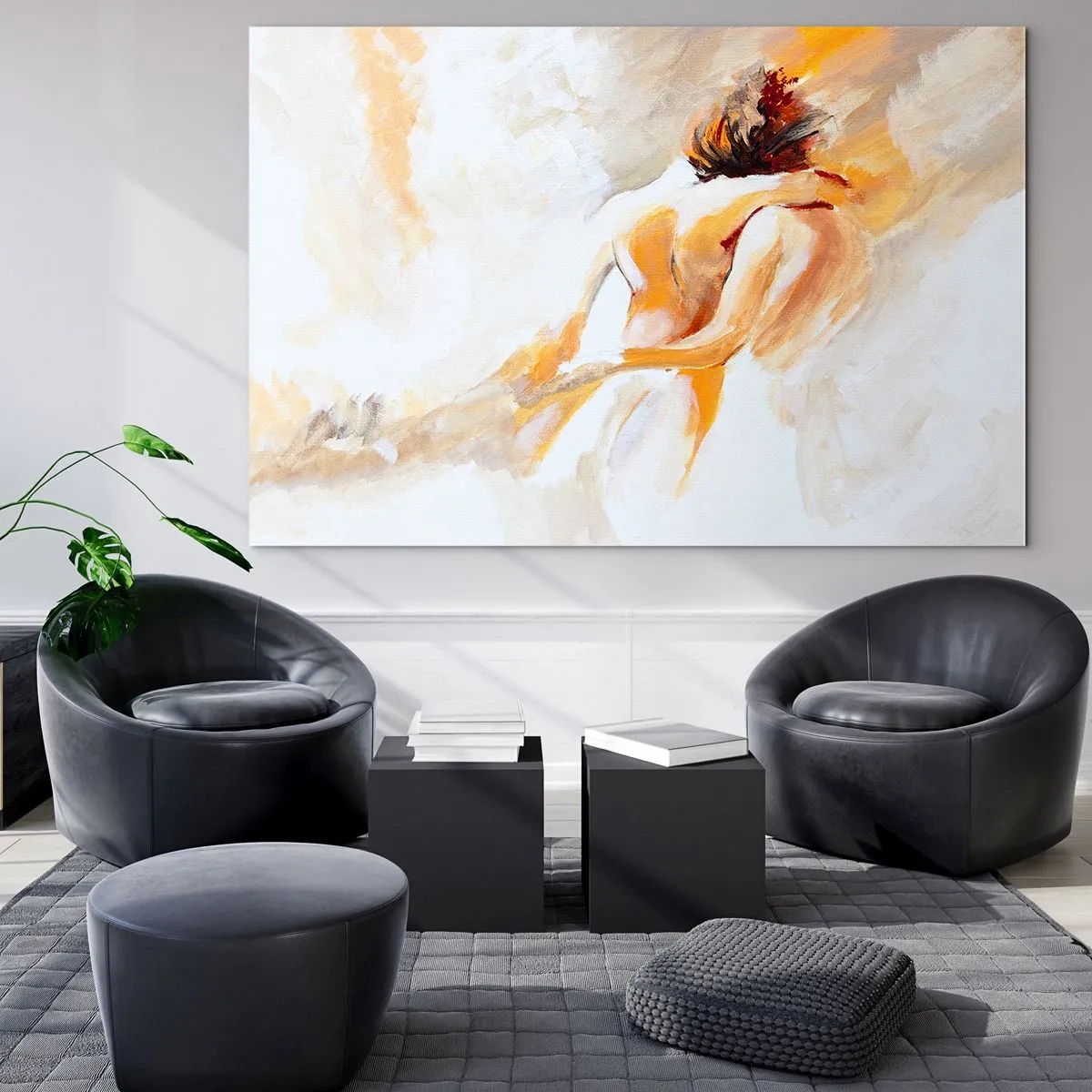 Glasbild - Bild auf glas - Ein zartes Nude in warmen Pastellfarben - 120x80cm - Am Himmel der Nähe - Moderne Wanddekoration für Wohnzimmer und Schlafzimmer ARTTOR