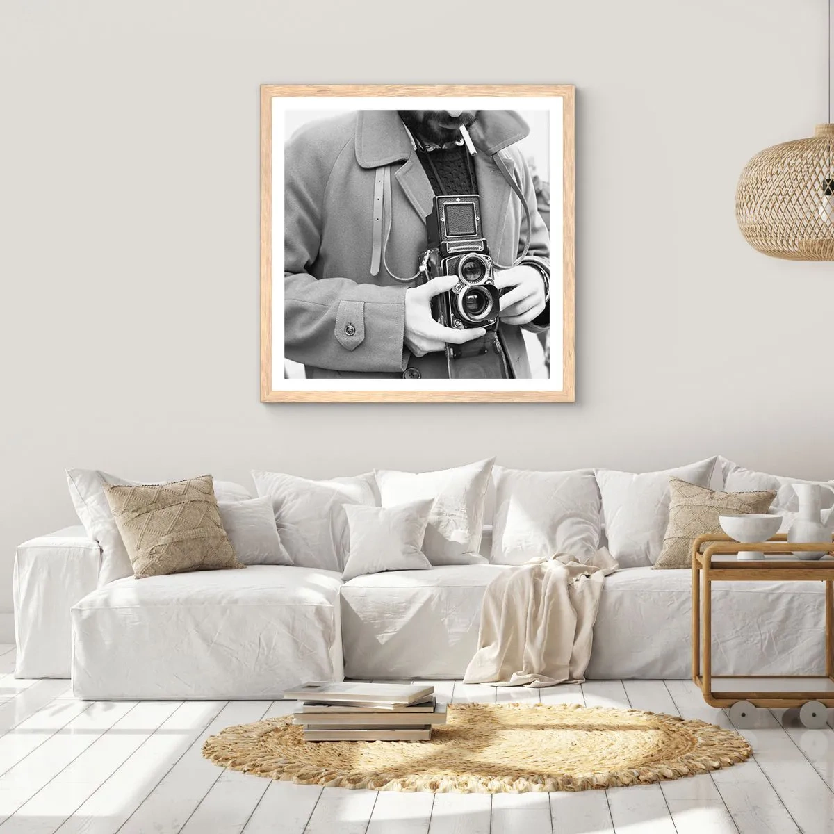 Poster in einem Rahmen aus heller Eiche - Retro-Stil - 30x30 cm