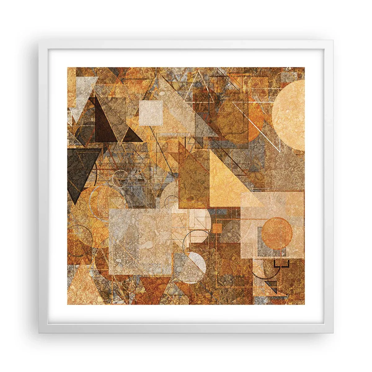 Poster in einem weißen Rahmen - Eine kubistische Studie aus Bronze - 50x50 cm