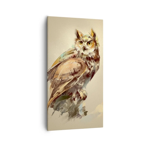 Bild auf Leinwand - Leinwandbild - Die klügste Eule - bestätigt den Eichenwald - 55x100 cm