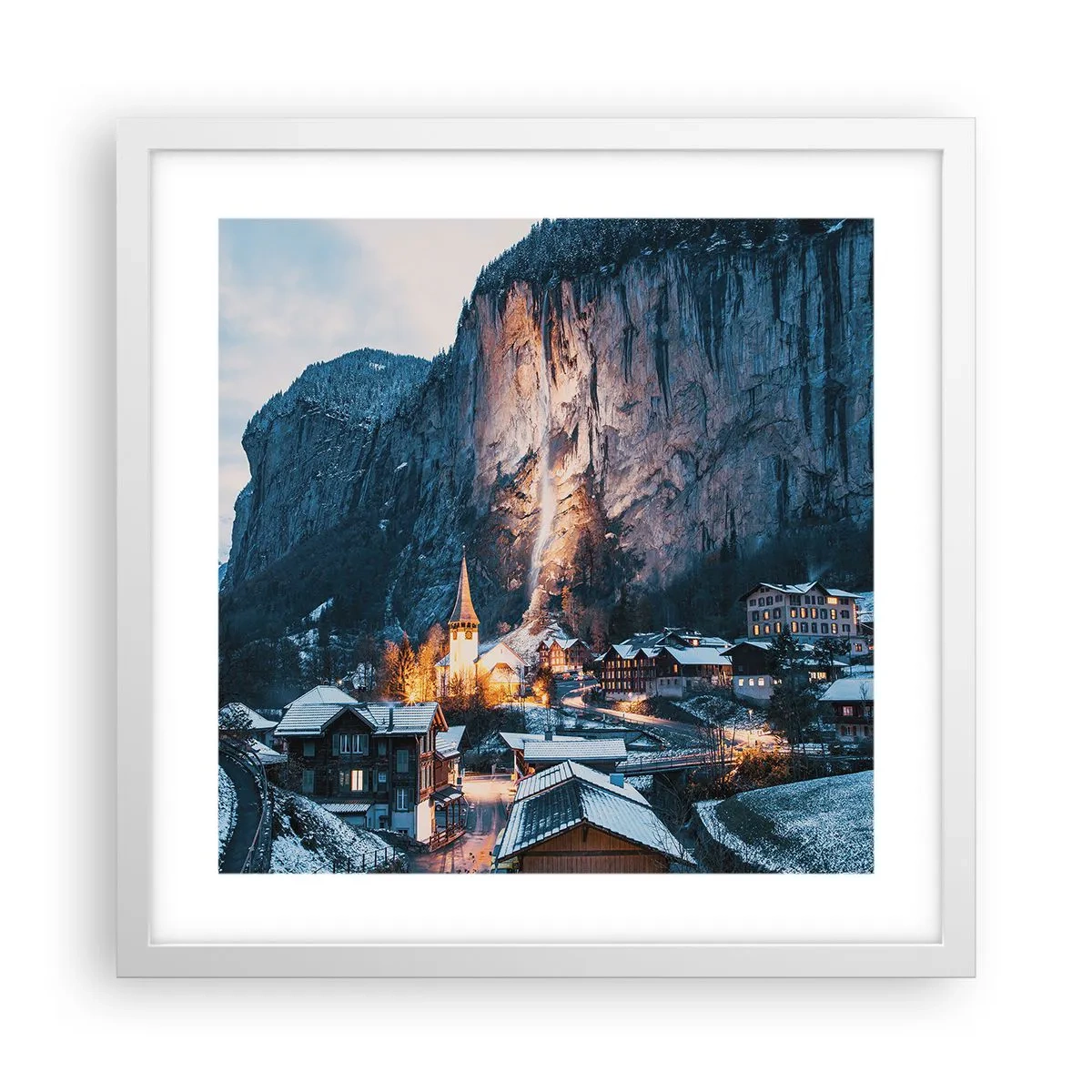 Poster in einem weißen Rahmen - Der leuchtende Geist des Winters - 40x40 cm